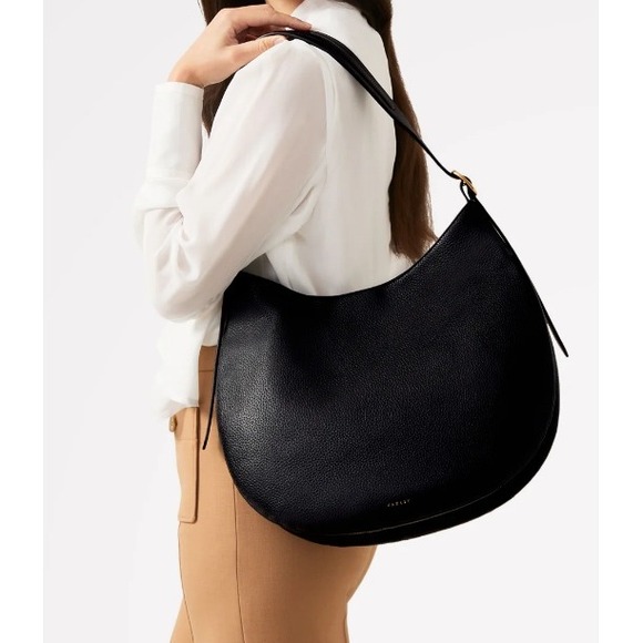 RADLEY LONDON Handbags - Radley London Kensignton Place Pebble Grain Leather Hobo Bag Black Gold Hardware